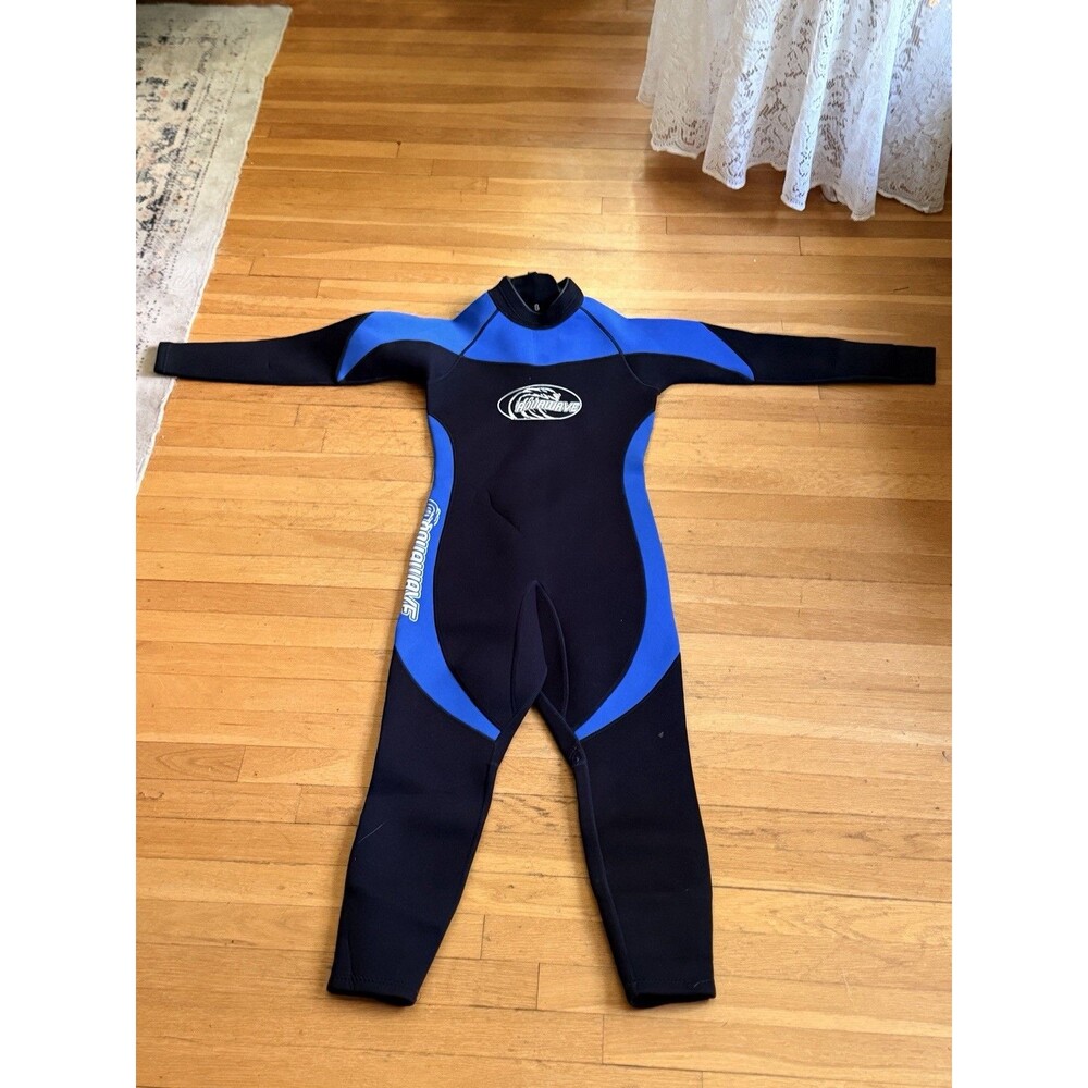 Aquawave Full Body Wetsuit Size S Flatlock 2mm Black Blue Fullsuit Diving Scuba